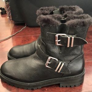 Zara Genuine Leather Combat Boots